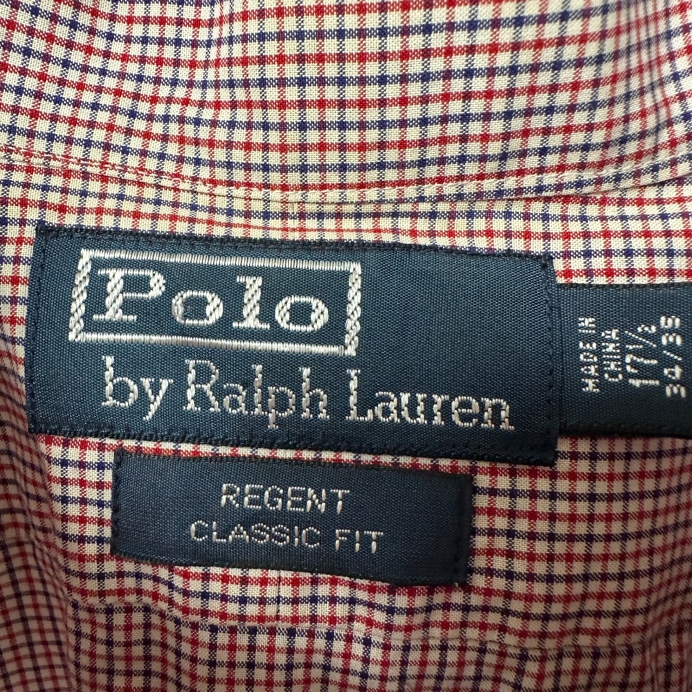 Polo Ralph Lauren Regent Classic Fit Shirt Mens 17.5 34/35 Red Blue Micro Check - Picture 3 of 4